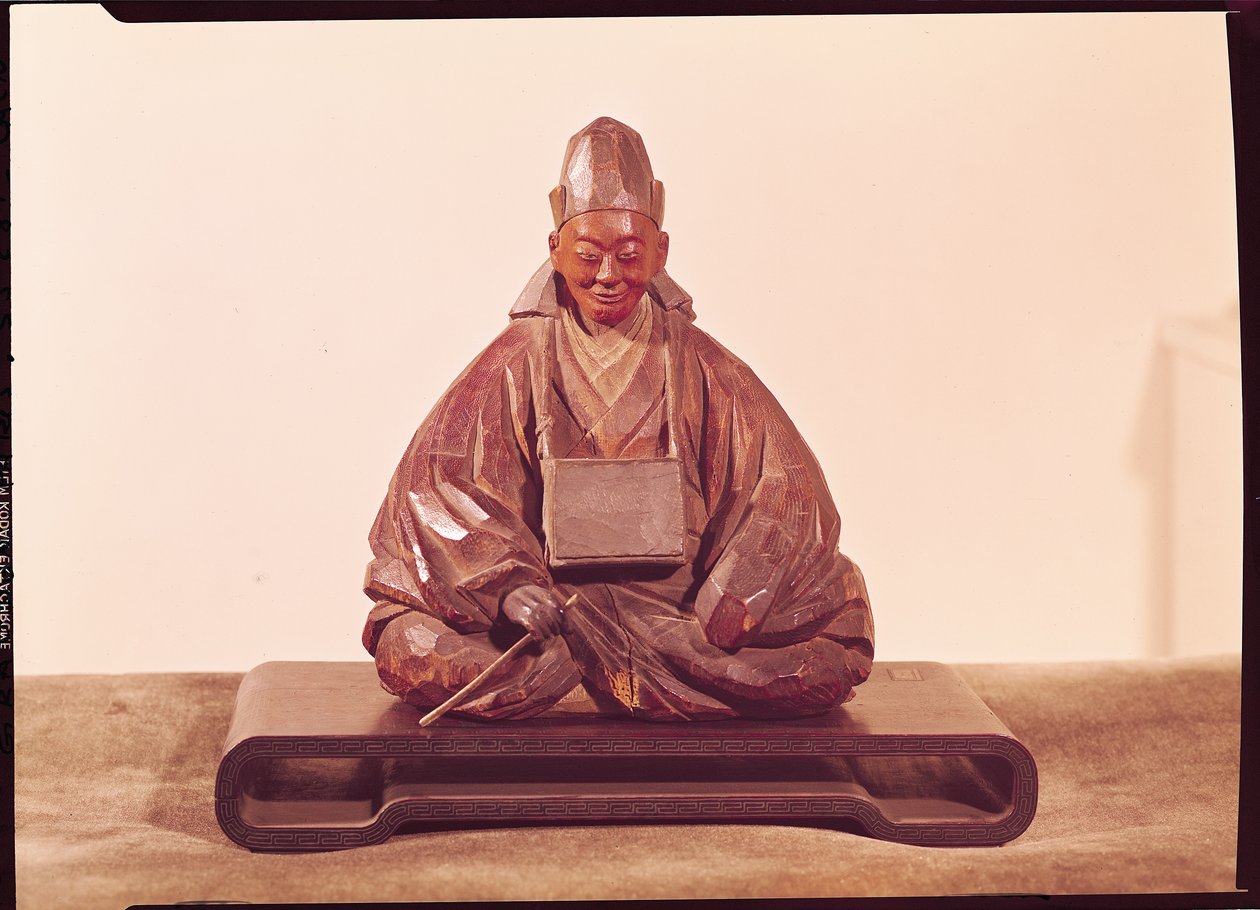 Posąg siedzący Basho (1644-94) Okres Edo (1603-1868) (drewno) autorstwa Ran Koo