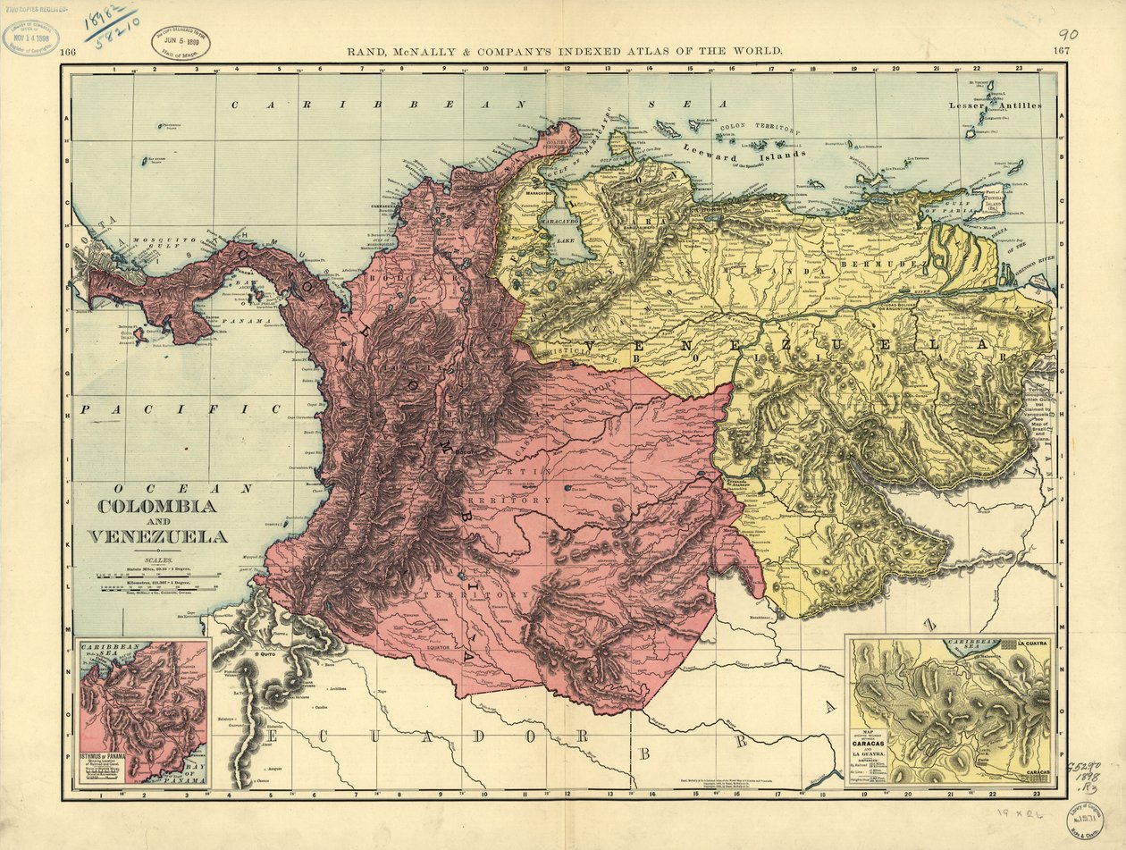 Kolumbia i Wenezuela. LOC 2003627059 autorstwa Rand McNally and Company