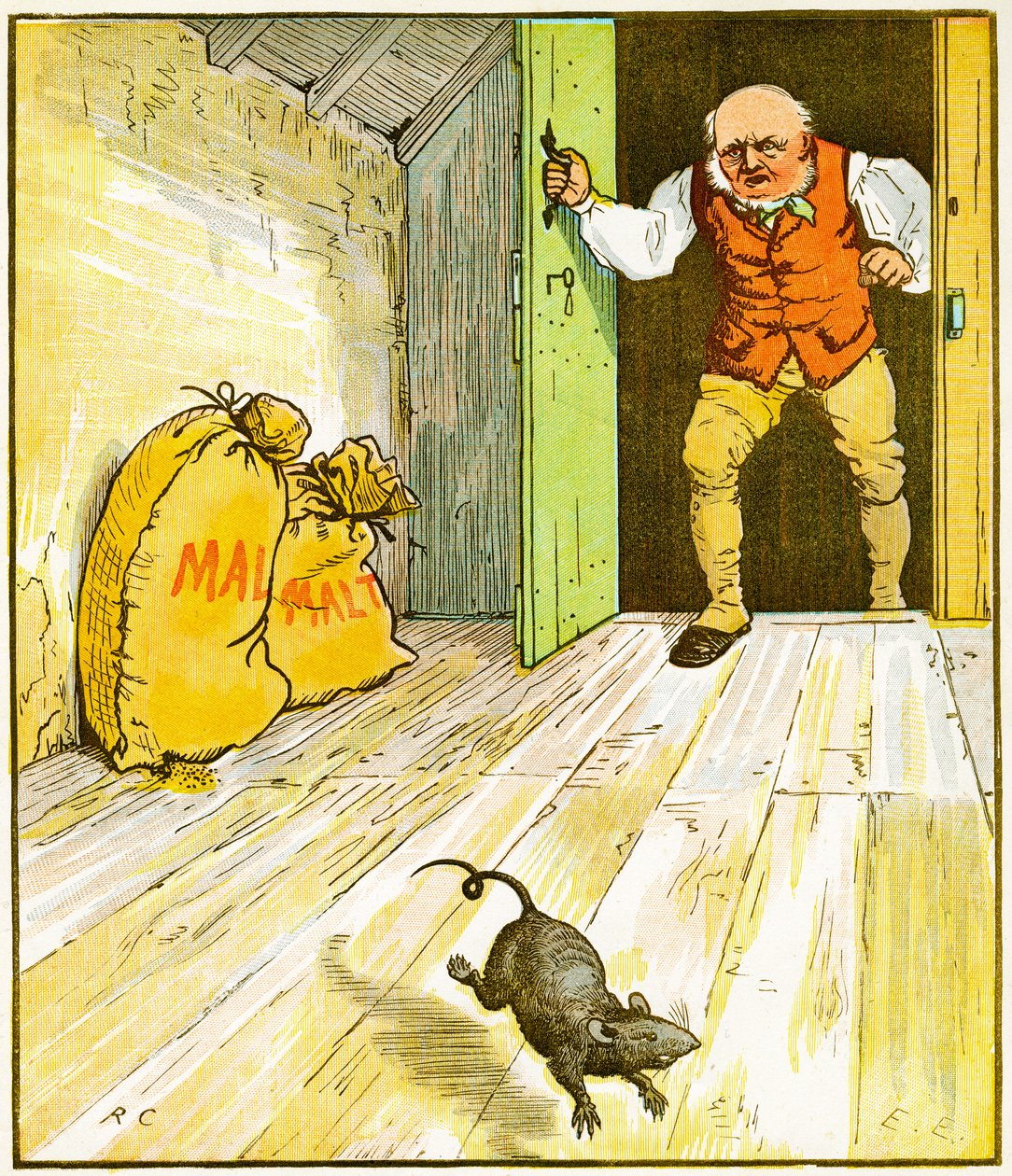 To jest szczur, który zjadł słód, który leżał w domu, który zbudował Jack, ilustracja do The House that Jack Built, 1887 autorstwa Randolph Caldecott
