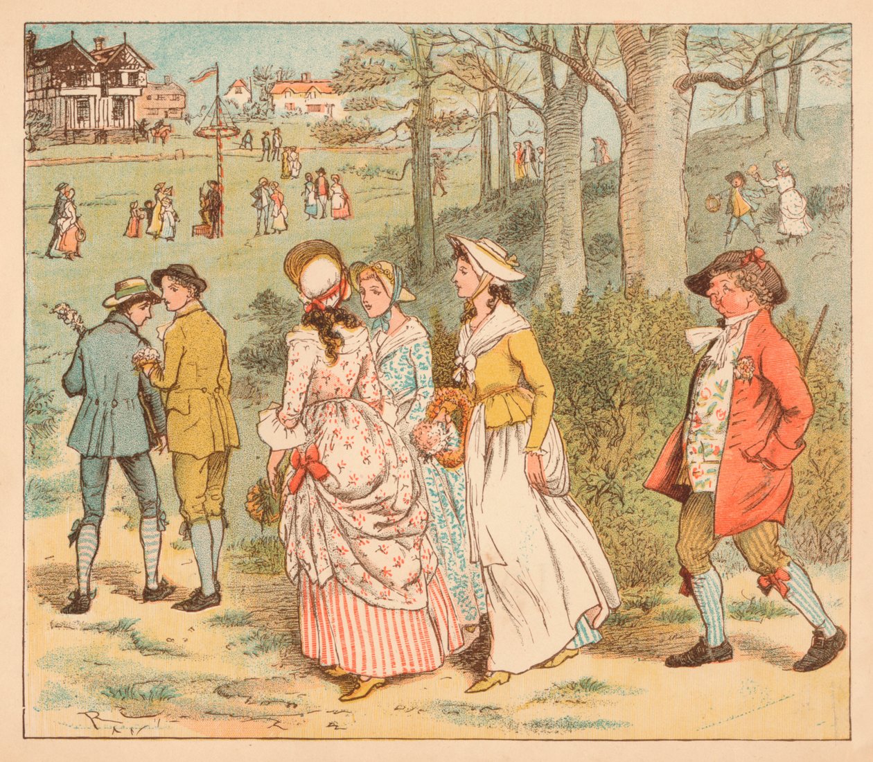 Come Lasses and Lads, c1885, 1934. autorstwa Randolph Caldecott