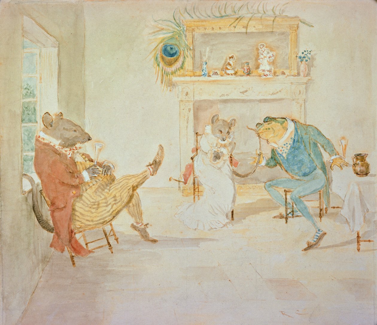Ilustracja z „Żaby, którą chciałby się zaloty” (zob. też 327021) autorstwa Randolph Caldecott