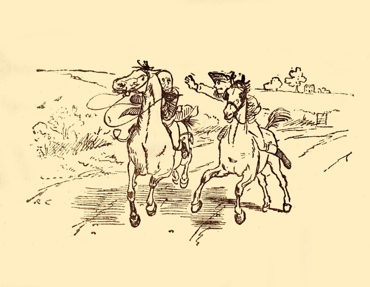 John Gilpin zostaje znaleziony przez listonosza z Bell Inn, 1878, c1918. autorstwa Randolph Caldecott