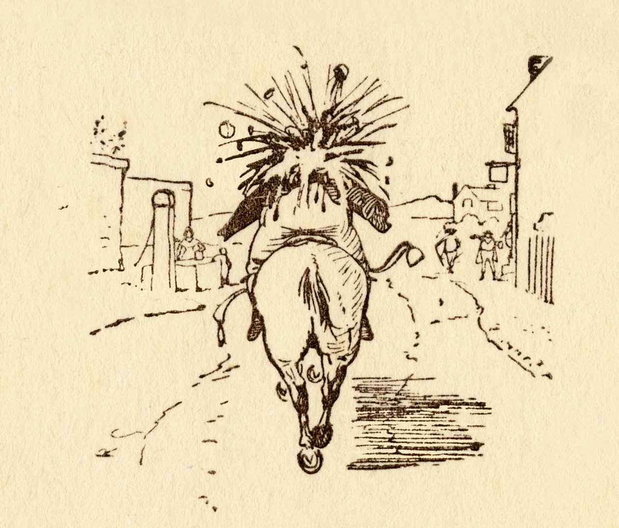 Butelki wina John Gilpins eksplodują, 1878, c1918. autorstwa Randolph Caldecott