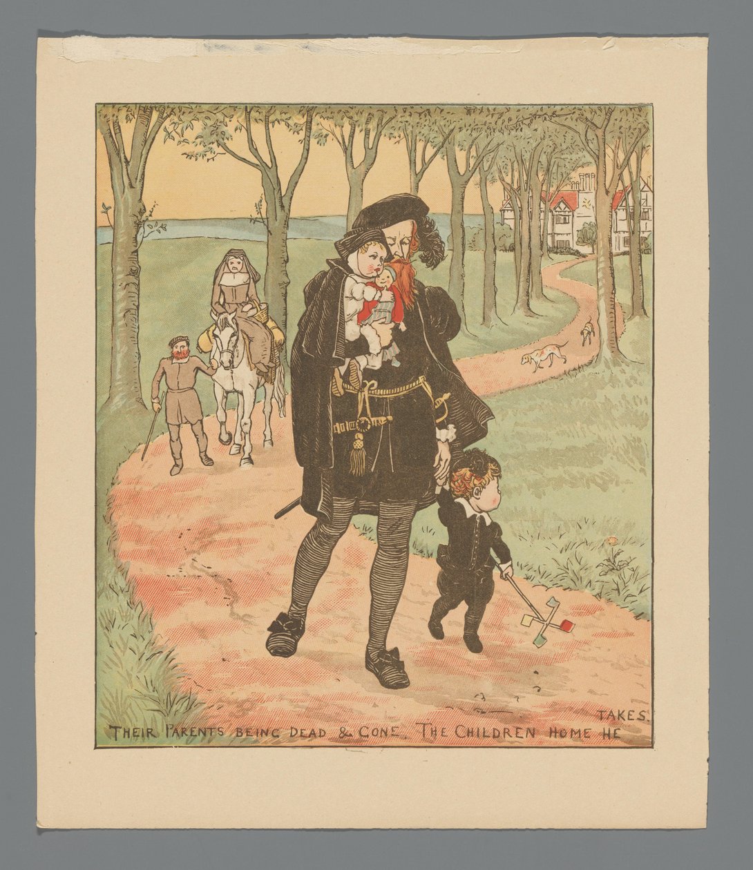 Landschaft mit Familie auf einem Landweg autorstwa Randolph Caldecott
