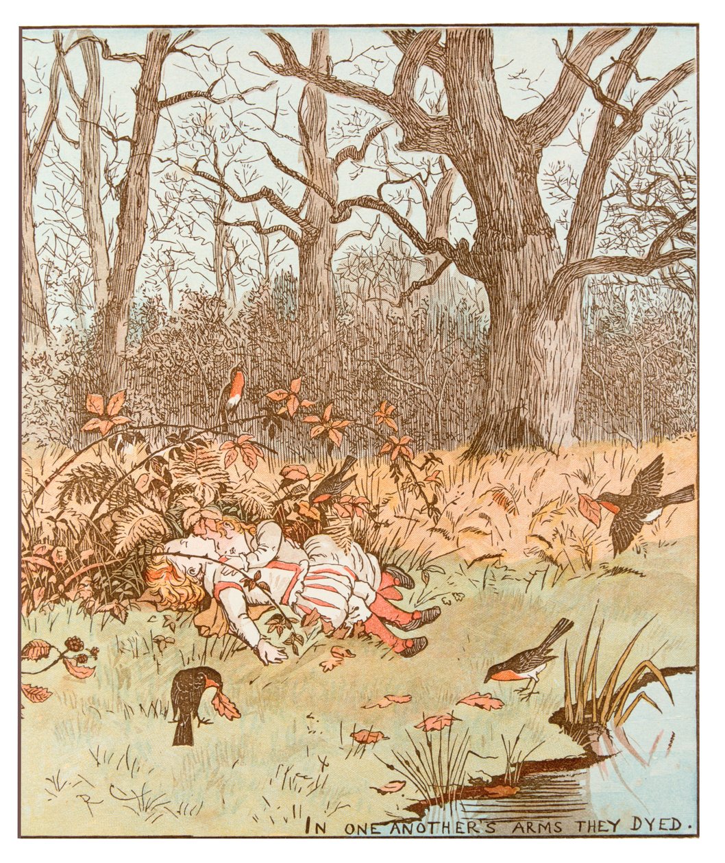 Scena z The Babes in the Wood, 1878 autorstwa Randolph Caldecott