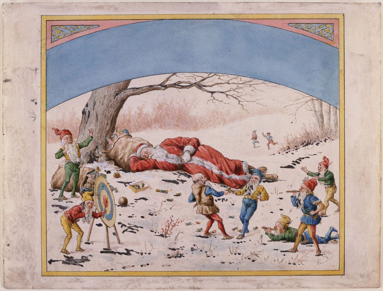 Święty Mikołaj i jego elfy autorstwa Randolph Caldecott