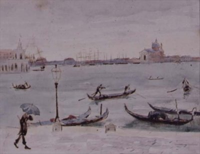 Urząd Celny i kościół San Giorgio, Wenecja, widok z Piazzetta, XIX w. autorstwa Randolph Caldecott