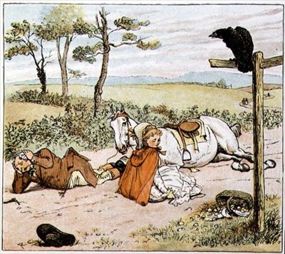 Rolnik na ziemi, z „Rolnik kłusował po swojej siwej klaczy” autorstwa Randolph Caldecott