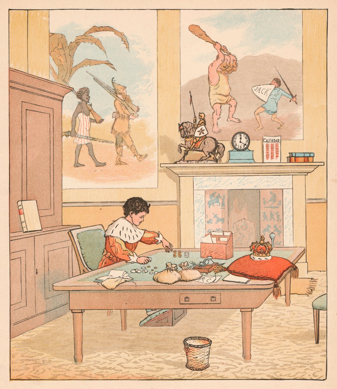 Król był w swoim kantorze, przeliczając pieniądze, 1880. autorstwa Randolph Caldecott