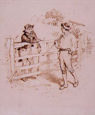 Pasterz, ilustracja z „Lancashire Sketches” Edwina Waugha, wyd. autor: John Heywood autorstwa Randolph Caldecott