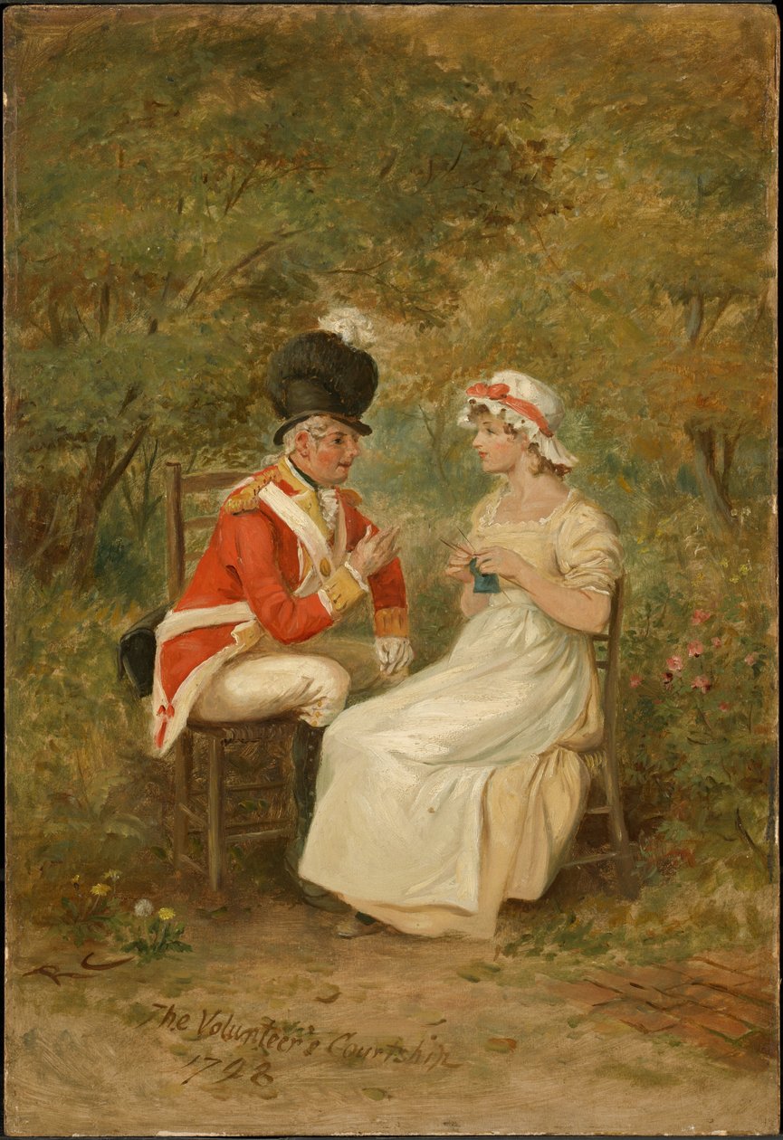 Zaloty ochotnika, 1798 autorstwa Randolph Caldecott