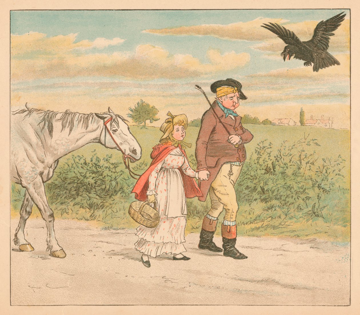 Złośliwy Kruk odleciał ze śmiechem, ok. 1885, 1934. autorstwa Randolph Caldecott