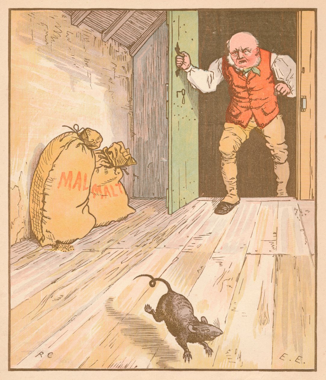 Szczur zjadł słód..., ok. 1878 r. autorstwa Randolph Caldecott