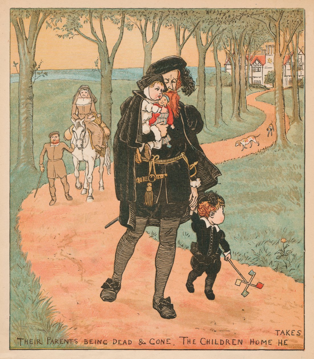 Ich rodzice są martwi i odeszli, Dom dzieci, które zabiera, c1878. autorstwa Randolph Caldecott