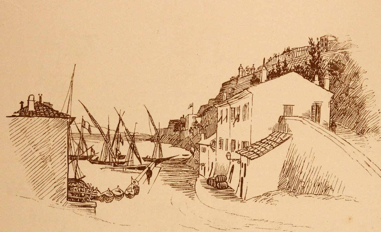 lokalna francuska wioska rybacka na południu Francji c1884 autorstwa Randolph Caldecott