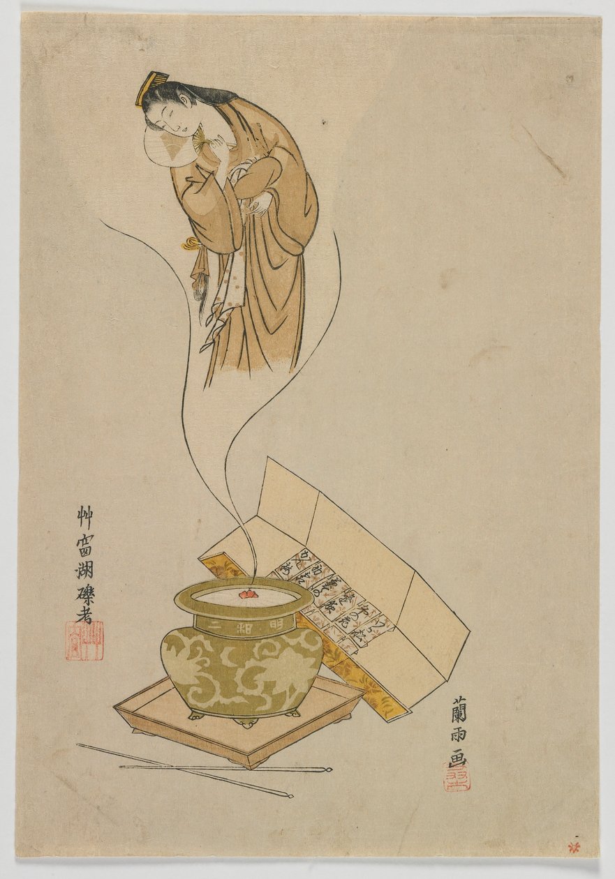 Objawienie Kurtyzany, okres Edo, 1765 (kolorowy drzeworyt) autorstwa Ranu