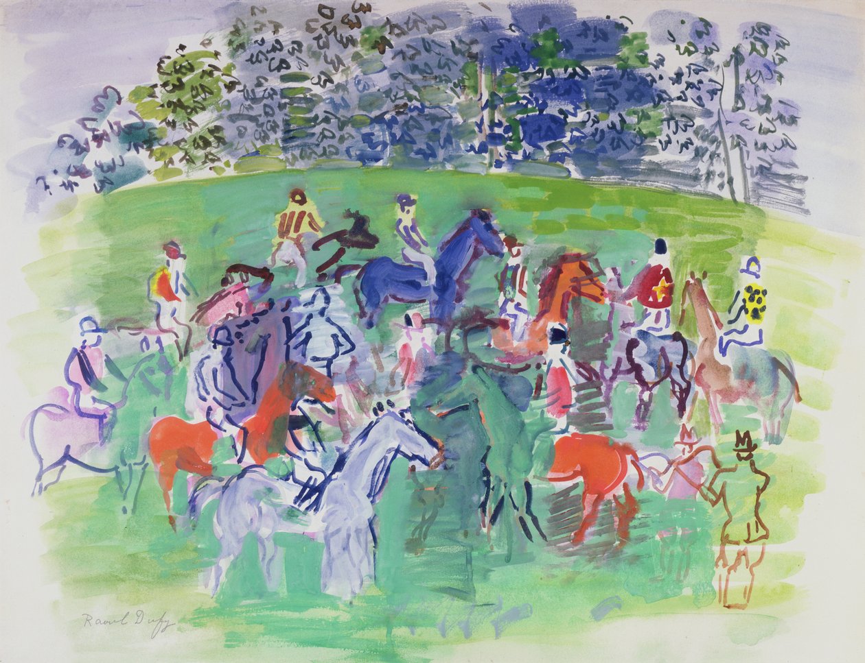 Na wyścigach, ok. 1930-50 (gwasz) autorstwa Raoul Dufy