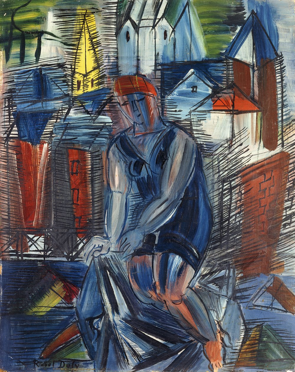 Kąpiąca się (baigneuse), ok. 1950 (olej na płycie) autorstwa Raoul Dufy