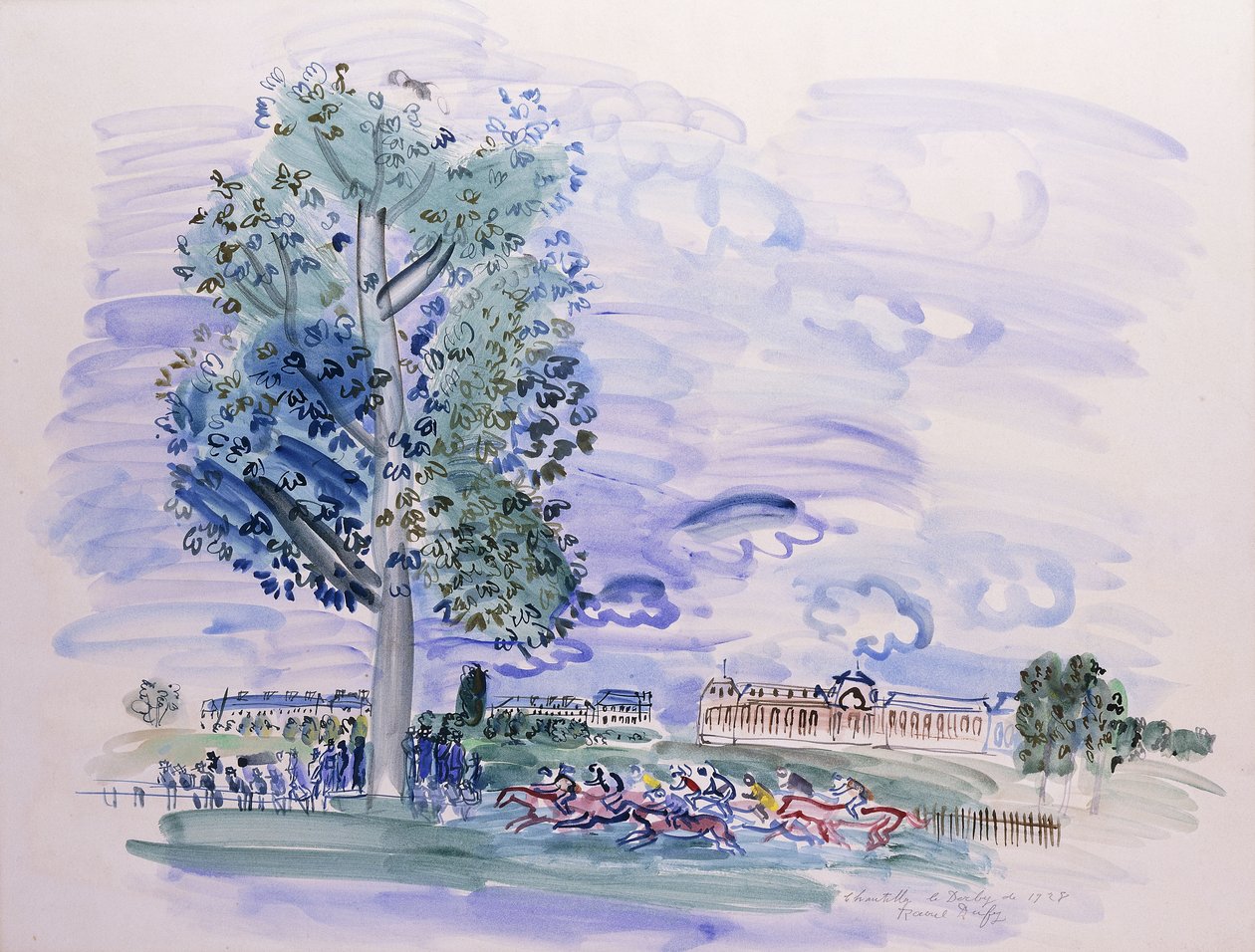 Chantilly - Derby 1928; Chantilly - Le Derby de 1928 autorstwa Raoul Dufy