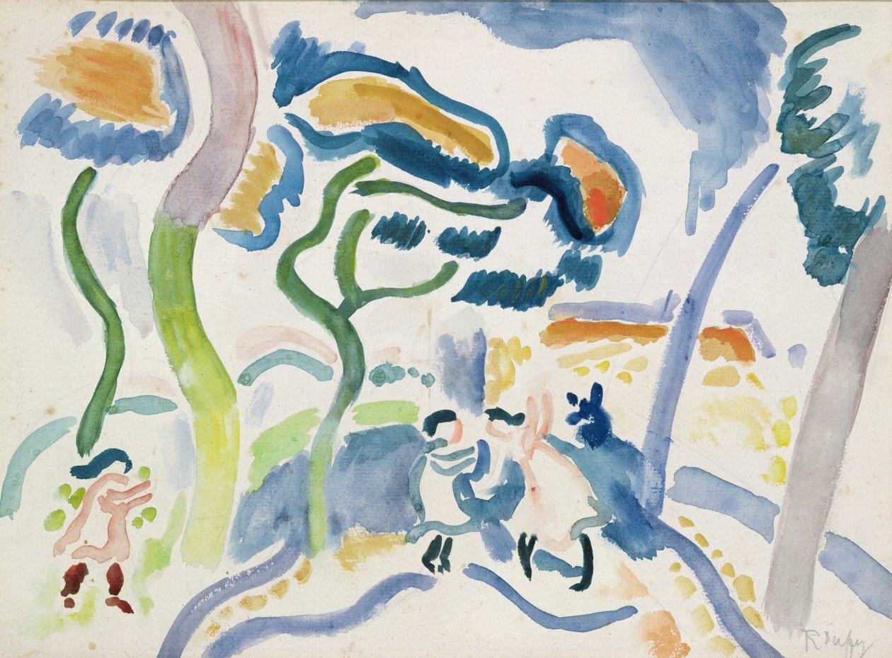 Bawiące się dzieci (akwarela na papierze) autorstwa Raoul Dufy