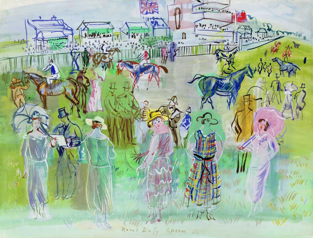 Eleganccy ludzie w Epsom autorstwa Raoul Dufy