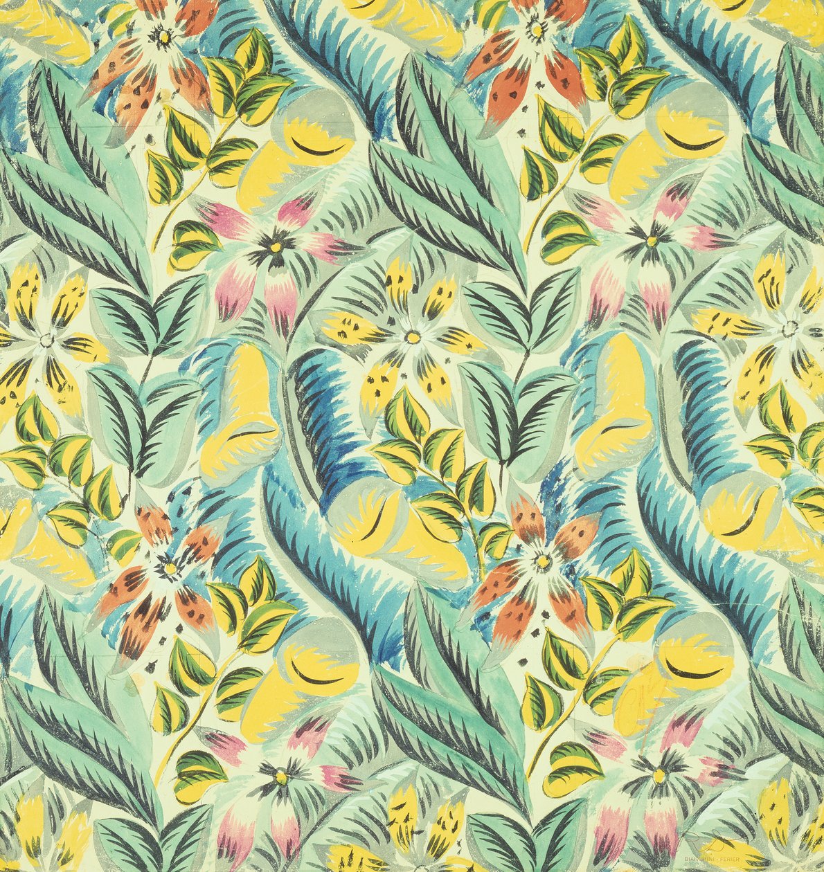 Kwiaty i liście (gwasz na papierze) autorstwa Raoul Dufy