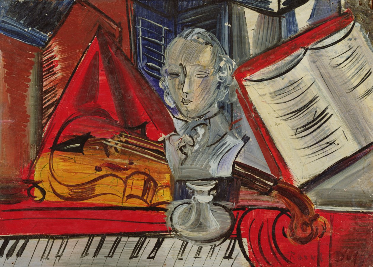 Hołd dla Mozarta, ok. 1945 (olej na płótnie) autorstwa Raoul Dufy
