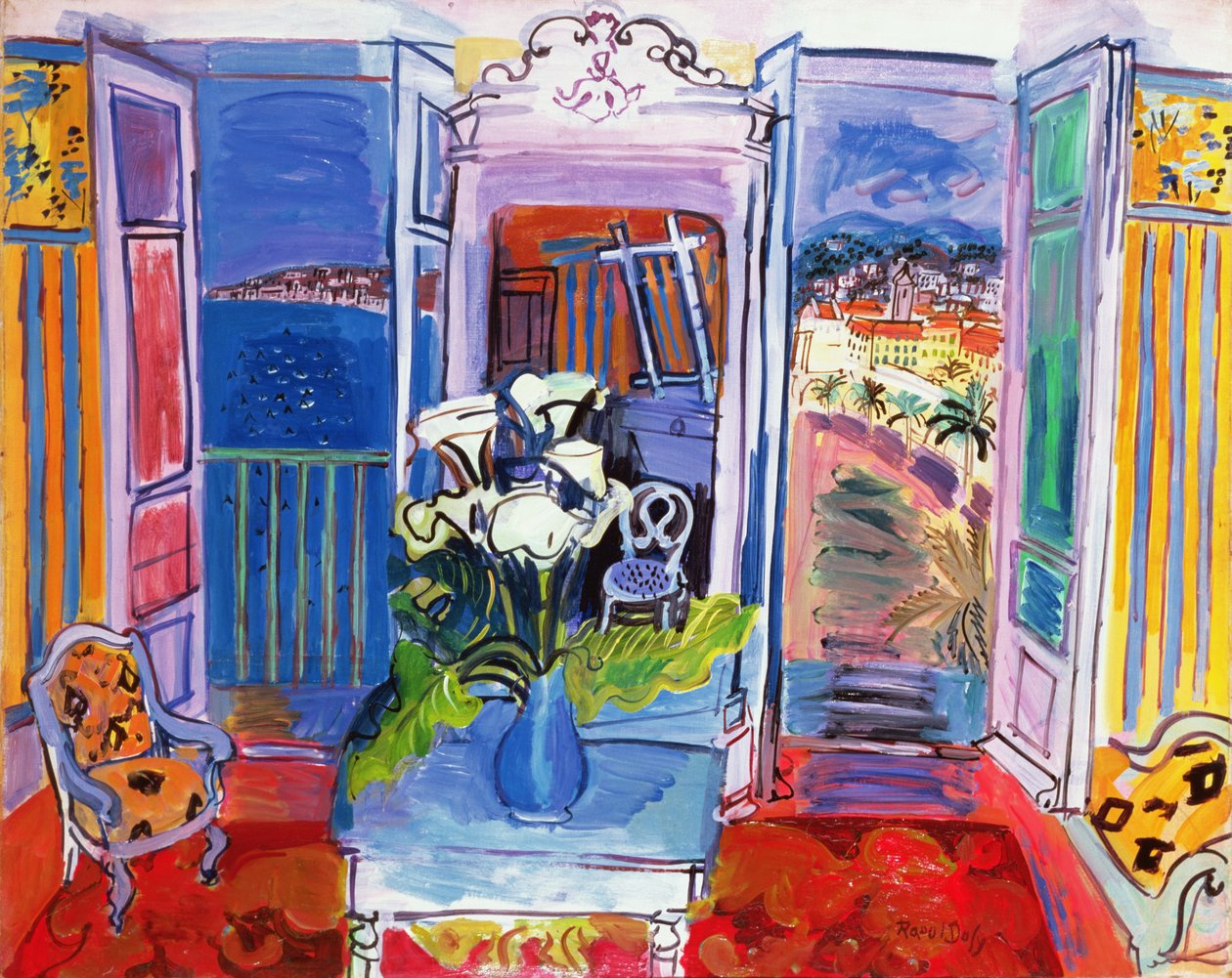 Wnętrze z otwartymi oknami autorstwa Raoul Dufy