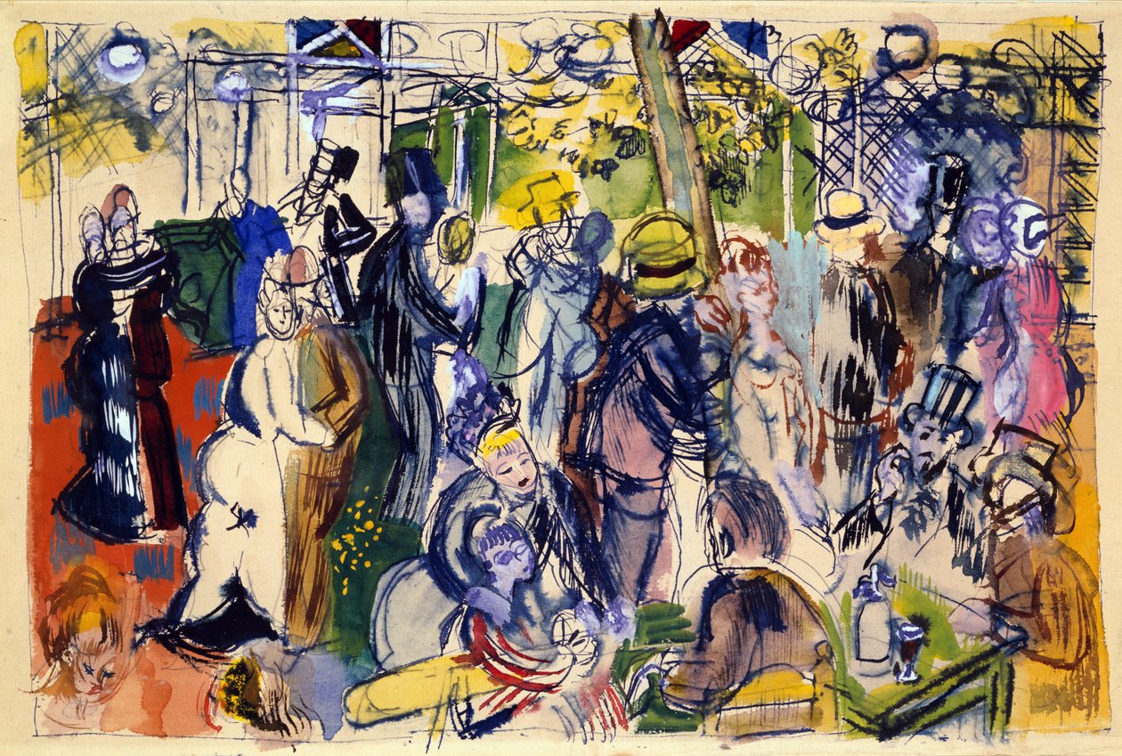 Le Moulin de la Galette (akwarela, pióro i tusz) autorstwa Raoul Dufy