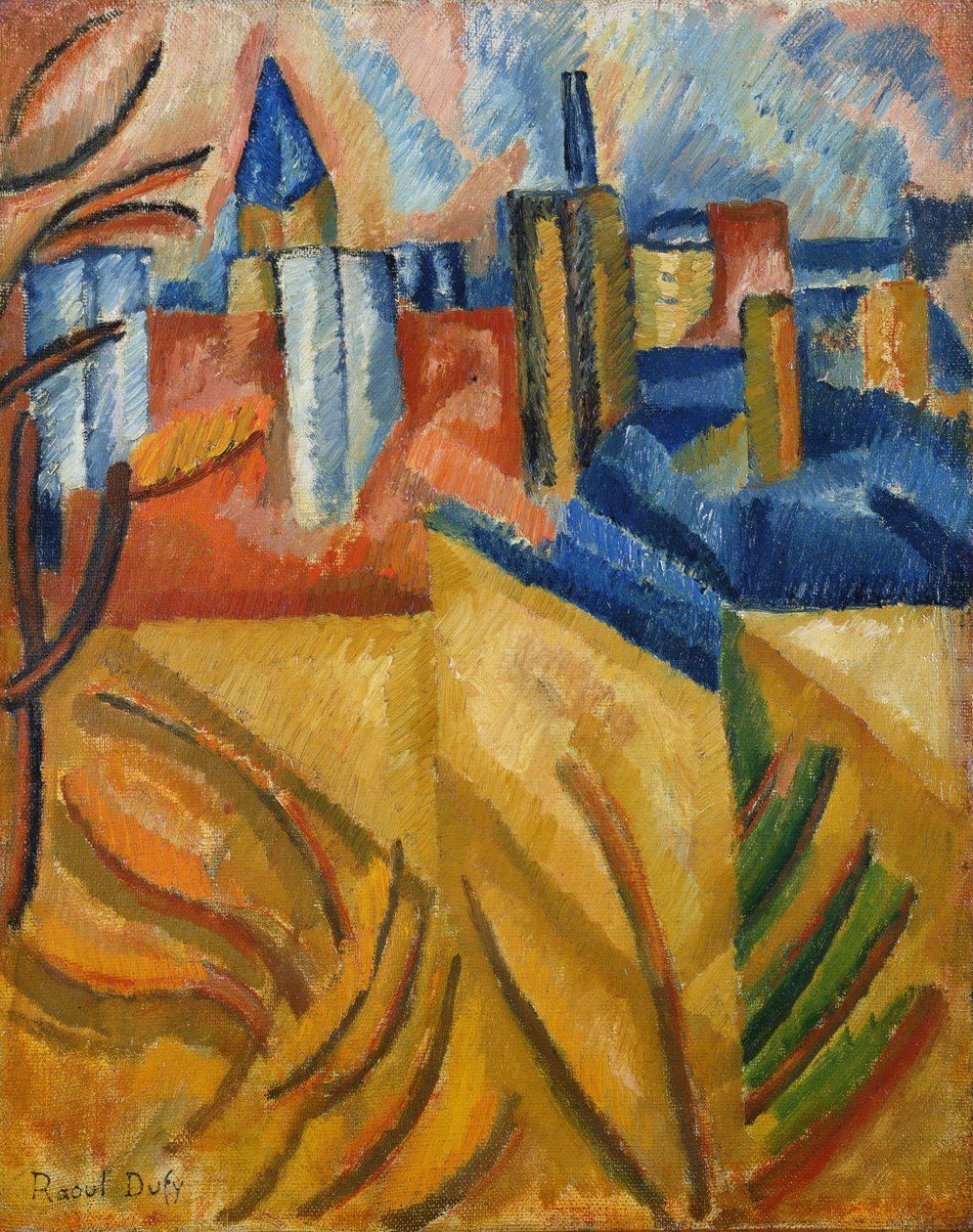 Dachy widziane z ulicy Seguier autorstwa Raoul Dufy