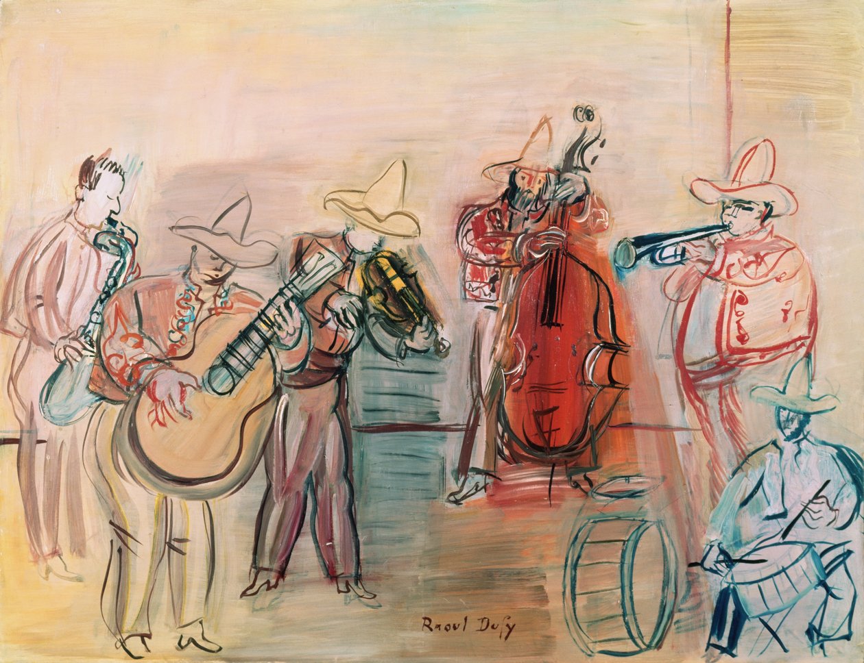 Mexican Jazz (akwarela i gwasz na papierze) autorstwa Raoul Dufy