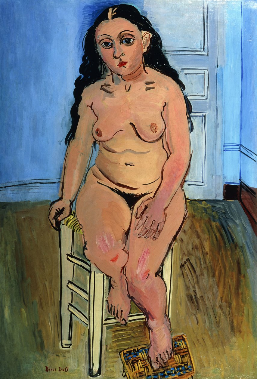 Naga kobieta na stołku autorstwa Raoul Dufy