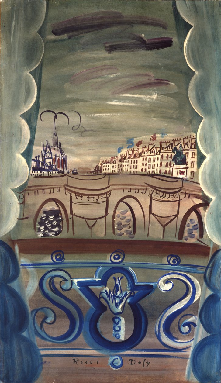 Otwarte okno z widokiem na Pont Neuf autorstwa Raoul Dufy