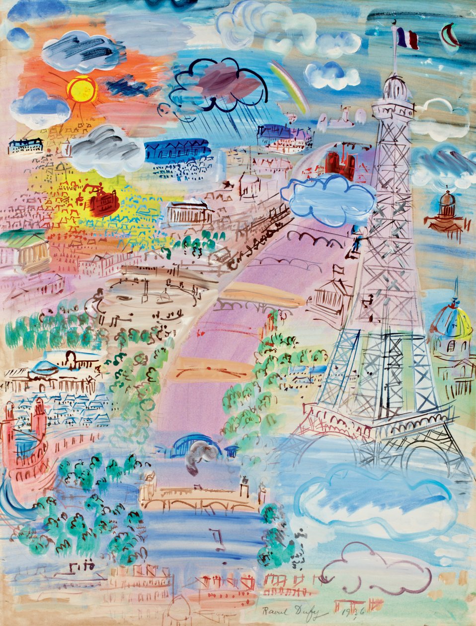 Paryż i wieża Eiffla autorstwa Raoul Dufy