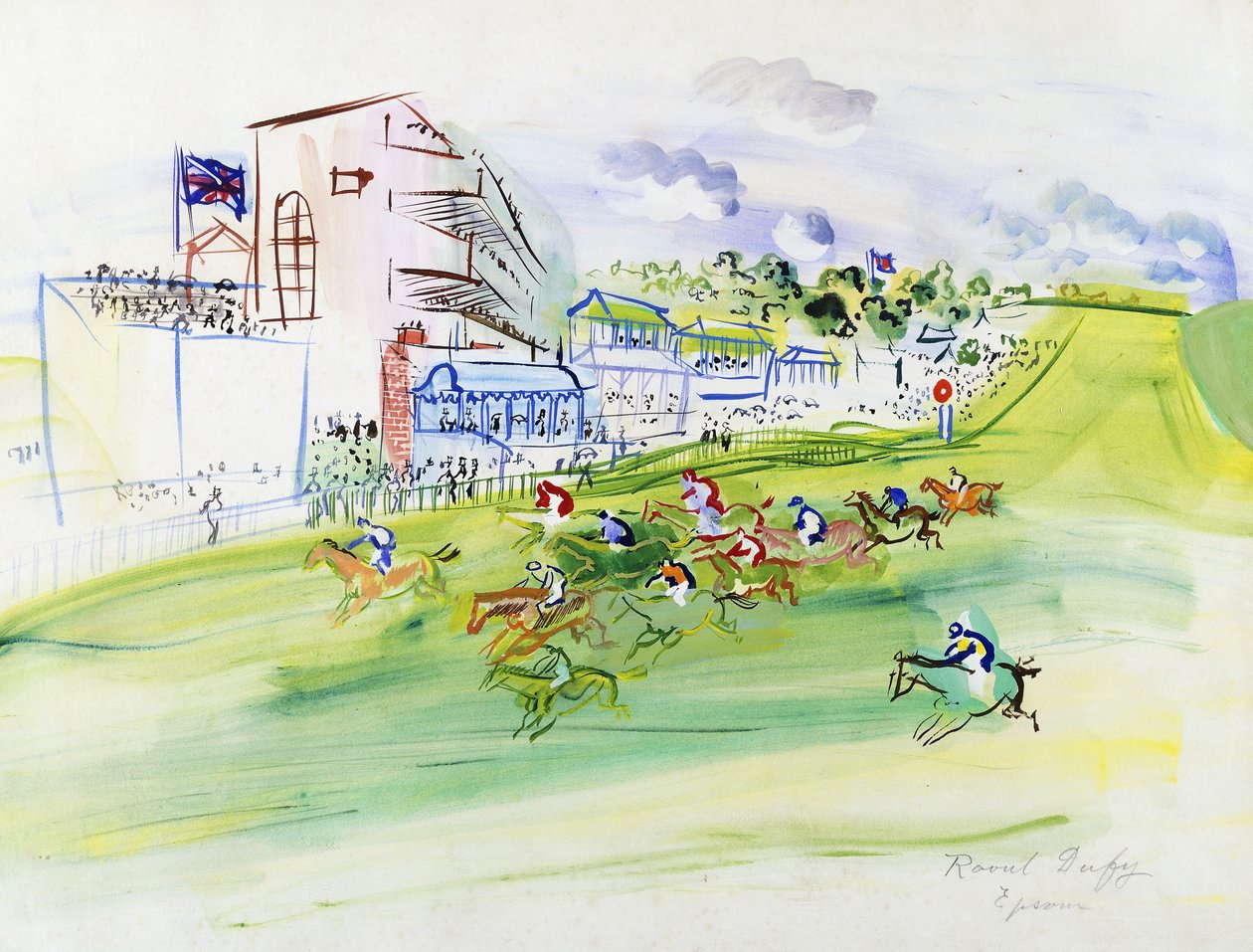 Wyścigi w Epsom; Les Courses a Epsom autorstwa Raoul Dufy