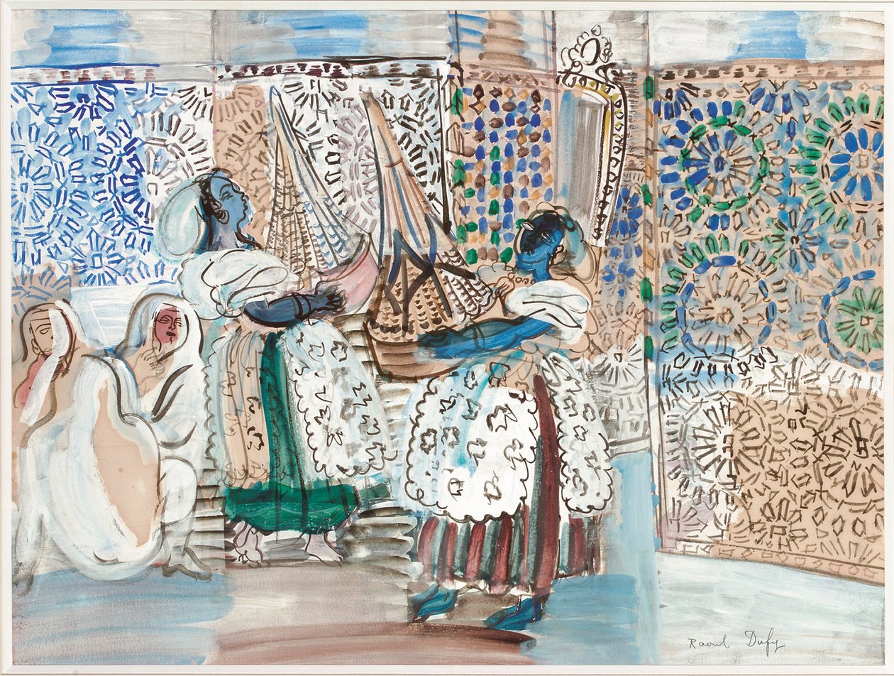 Przyjęcie u Paszy Marrakeszu (gwasz, akwarela i ołówek na papierze) autorstwa Raoul Dufy