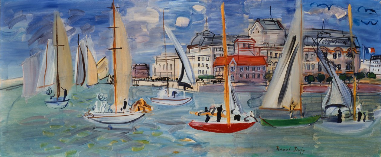 Regaty w porcie Trouville-Deauville, ok. 1938 (olej na płótnie) autorstwa Raoul Dufy
