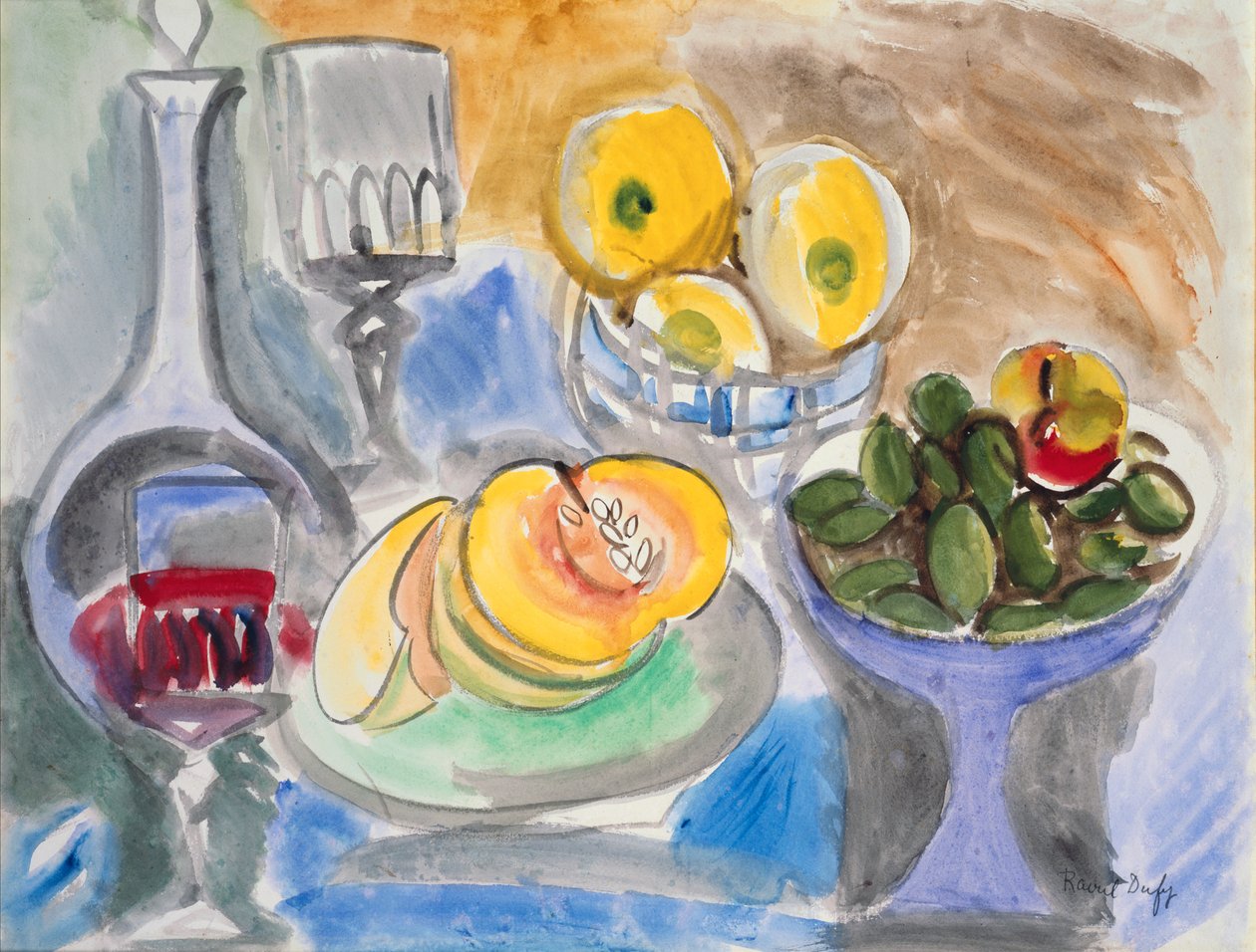 Martwa natura, ok. 1923 (akwarela na papierze) autorstwa Raoul Dufy