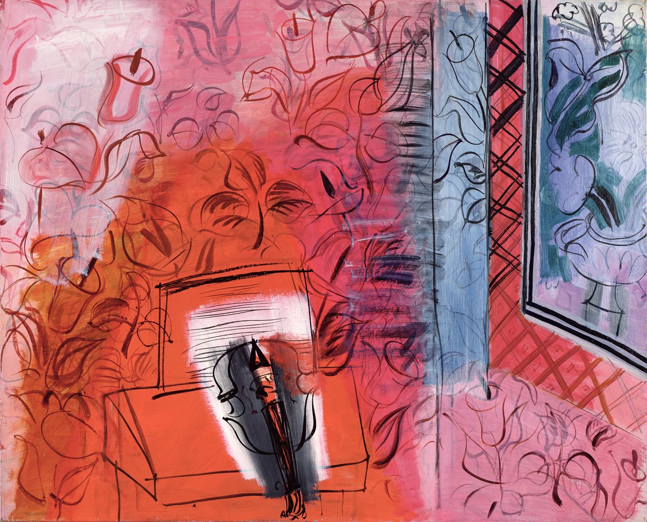Martwa natura ze skrzypcami, hołd dla Johanna Sebastiana Bacha (1685-1750) 1952 (olej na płótnie) autorstwa Raoul Dufy