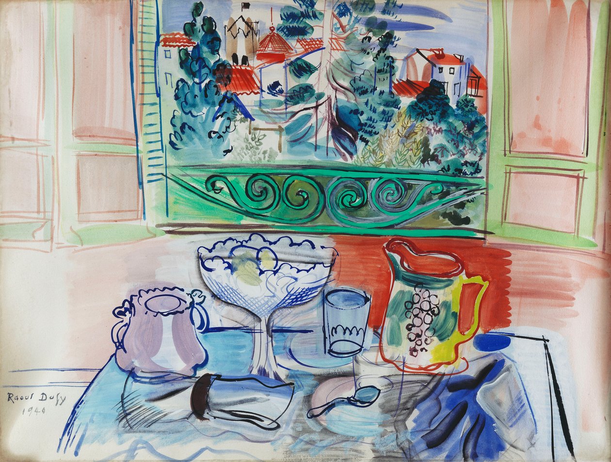 Martwa natura z dwoma kieliszkami w Ceret; Nature morte aux deux Verres a Ceret autorstwa Raoul Dufy