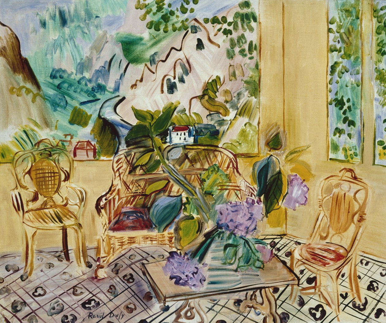 Sunroom Window, Mountain View (olej na płótnie) autorstwa Raoul Dufy