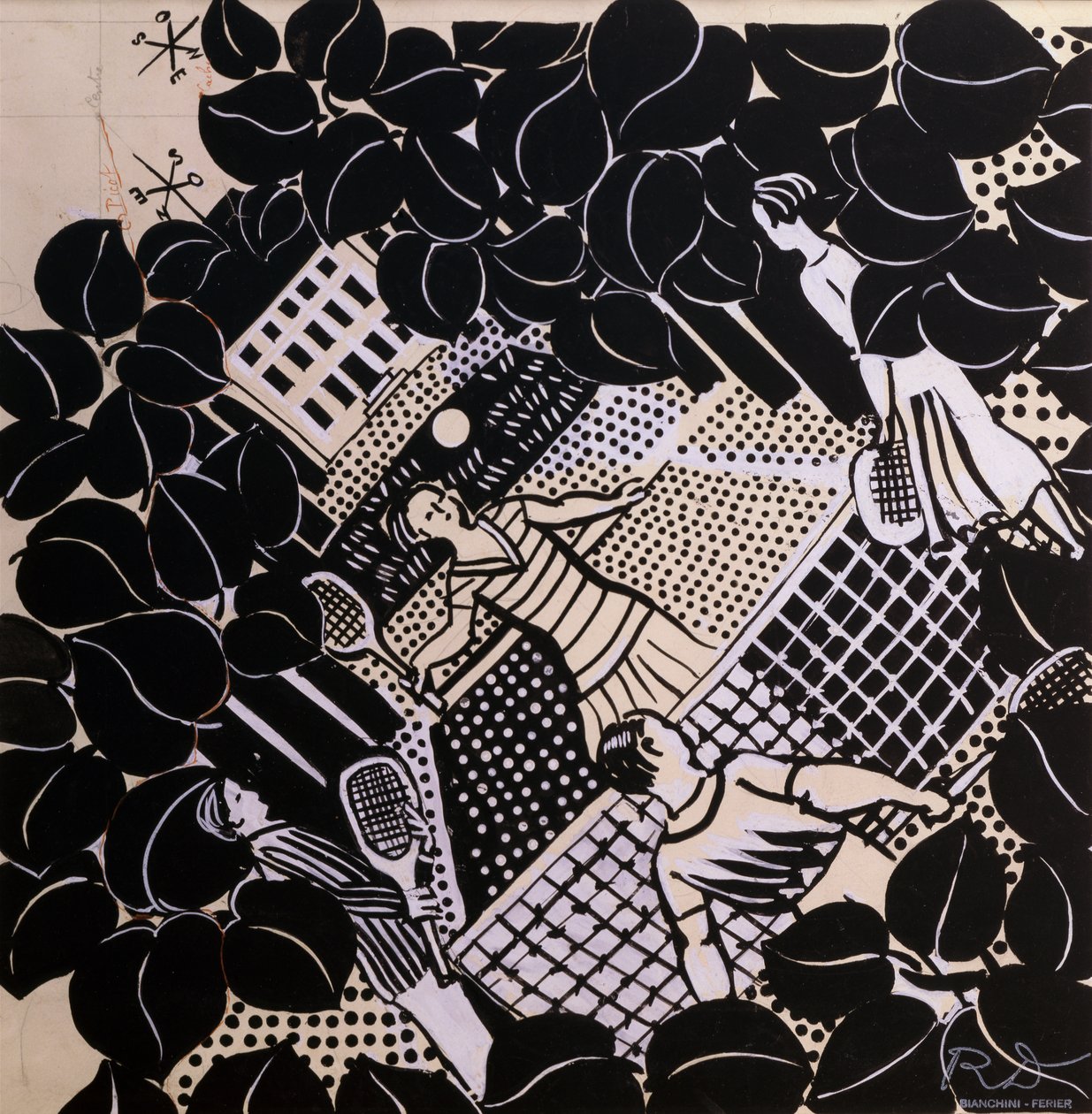 Tenis (pióro i tusz oraz gwasz na papierze) autorstwa Raoul Dufy