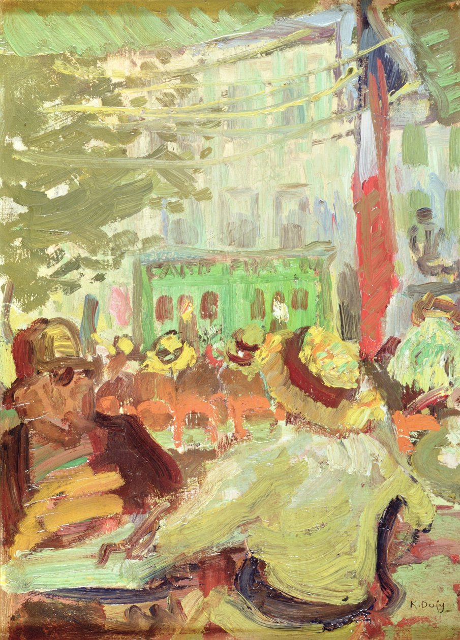 Kawiarnia na tarasie w Martigues autorstwa Raoul Dufy