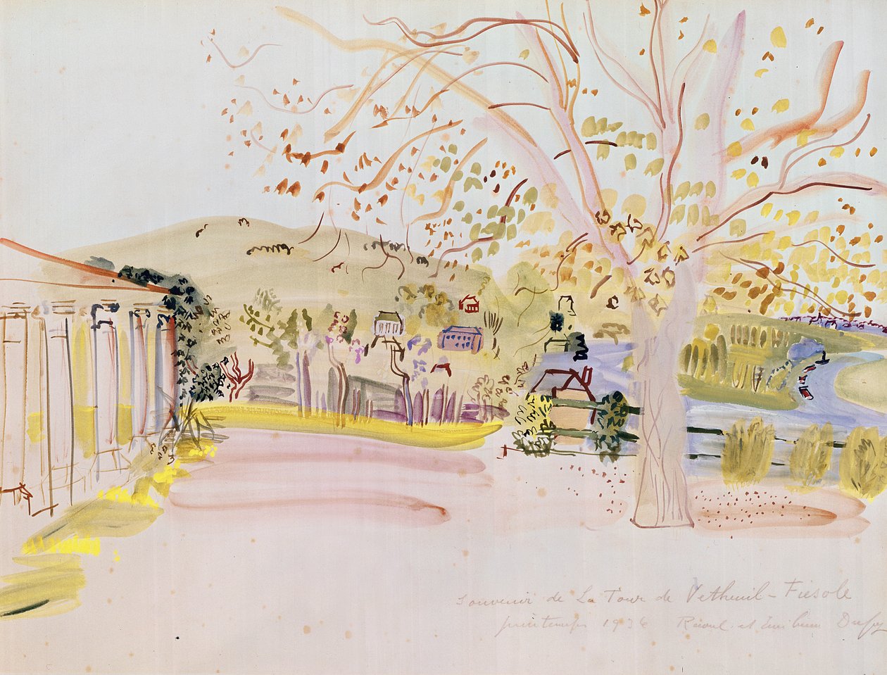 Taras w Vétheuil (akwarela na papierze) autorstwa Raoul Dufy