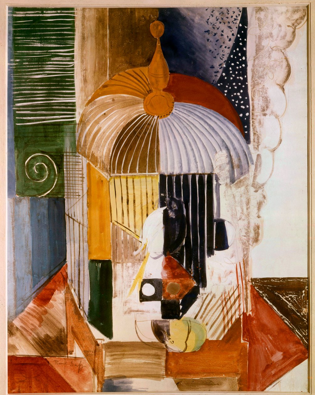 Klatka dla ptaków, XX wiek (olej na płótnie) autorstwa Raoul Dufy