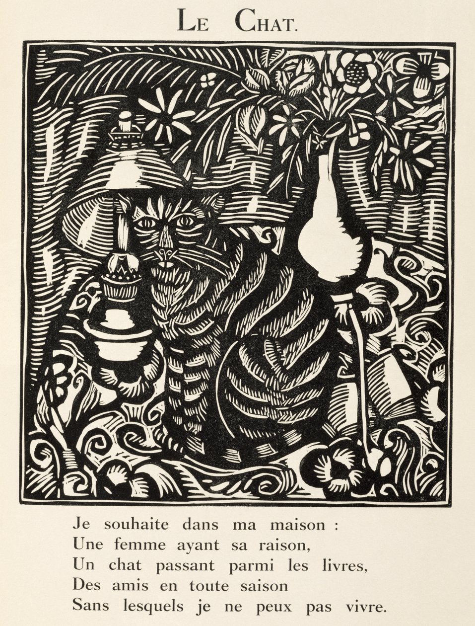 Kot, ilustracja z "Bestiarium lub procesji Orfeusza autorstwa Raoul Dufy