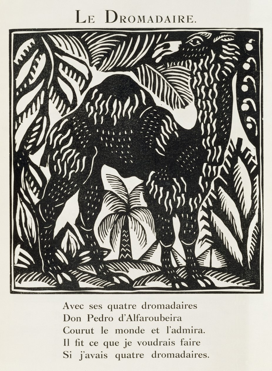 Dromader, ilustracja z książki "Bestiarium albo procesja Orfeusza autorstwa Raoul Dufy