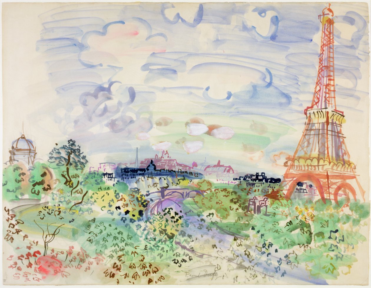 Wieża Eiffla, ok. 1935 (akwarela i ołówek na papierze) autorstwa Raoul Dufy