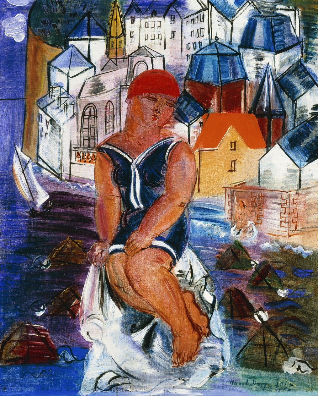 Mała kąpiąca się w Saint-Adresse; La Petite Baigneuse a Saint-Adresse autorstwa Raoul Dufy