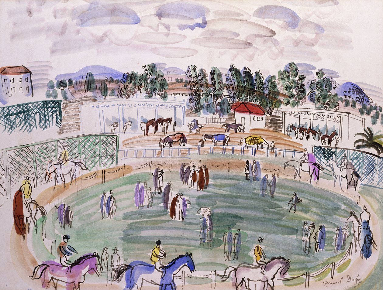 The Paddock, Cagnes sur Mer; Le Paddock, Cagnes sur Mer, ok. 1927 (akwarela na papierze) autorstwa Raoul Dufy